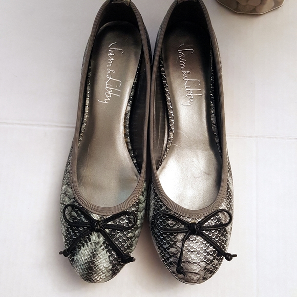 Sam & Libby Shoes - SAM & LIBBY Silver and Gray Snakeskin Ballet Flats